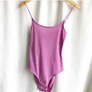 Topshop pink/lavender ribbed bodysuit